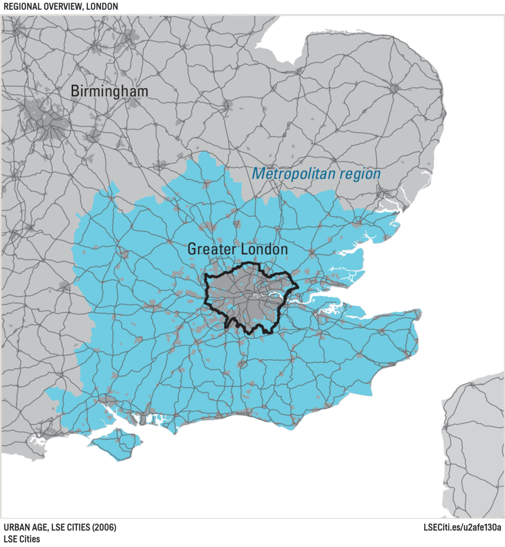 London Metropolitan Area Map Regional Overview, London - Data | Urban Age